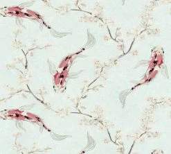 Vliestapete ASIAN FUSION - blau-rot - 10 Meter