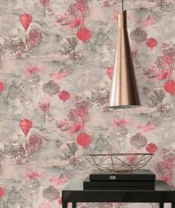 Vliestapete ASIAN FUSION - rosa-rot - 10 Meter -Baumarkt Verkaufsgeschäft 9004498600 04 1600Wx1600H