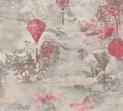 Vliestapete ASIAN FUSION - rosa-rot - 10 Meter