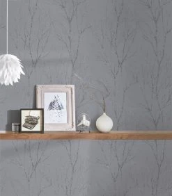 Vliestapete BLOOMING - grau-silber - 10 Meter -Baumarkt Verkaufsgeschäft 9004515400 04 1600Wx1600H