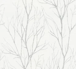 Vliestapete BLOOMING - weiß-grau - 10 Meter