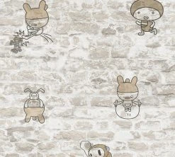 Papiertapete BOYS & GIRLS 6 - beige-grau - 10 Meter