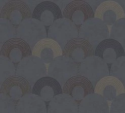 Vliestapete RETRO - schwarz metallic - 10 Meter