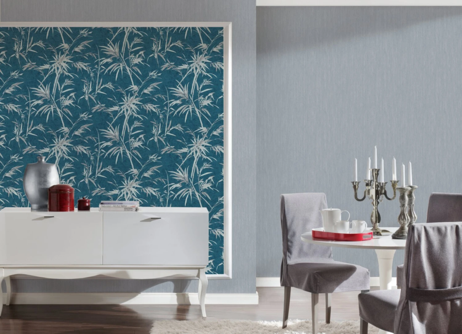 Vliestapete SUMATRA - blau-silber - 10 Meter 3 Vliestapete SUMATRA - blau-silber - 10 Meter – Bild 3