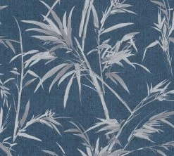 Vliestapete SUMATRA - blau-silber - 10 Meter