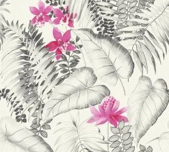 Vliestapete EXOTIC LIFE - grau-rosa - 10 Meter