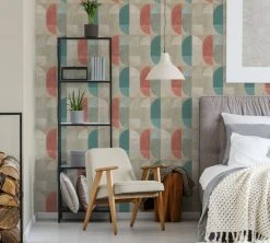 Vliestapete GEO NORDIC - beige-rot - 10 Meter -Baumarkt Verkaufsgeschäft 9004562900 04 1600Wx1600H