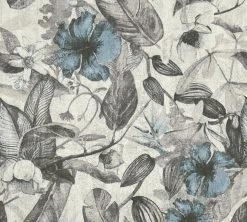 Vliestapete GREENERY - blau-grau - 10 Meter