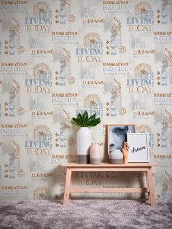 Vliestapete IL DECORO - blau-beige - 10 Meter -Baumarkt Verkaufsgeschäft 9004582600 04 1600Wx1600H