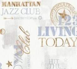 Vliestapete IL DECORO - blau-beige - 10 Meter