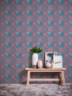 Vliestapete IL DECORO - rot-blau - 10 Meter -Baumarkt Verkaufsgeschäft 9004584800 04 1600Wx1600H