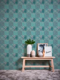 Vliestapete IL DECORO - blau-grün - 10 Meter -Baumarkt Verkaufsgeschäft 9004584900 04 1600Wx1600H