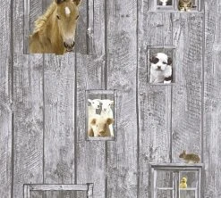 Vliestapete LITTLE STARS - grau-braun - 10 Meter