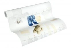 Vliestapete LITTLE STARS - creme-blau - 10 Meter -Baumarkt Verkaufsgeschäft 9004592600 04 1600Wx1600H