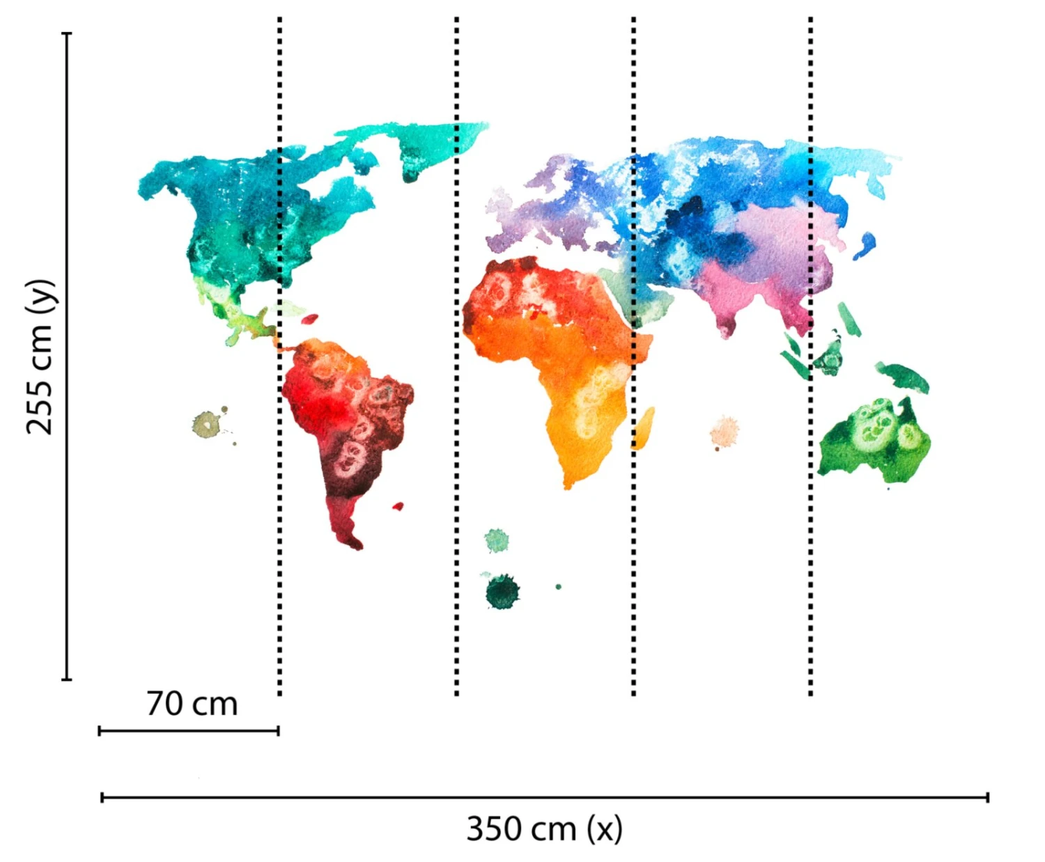 Fototapete DESIGNWALLS - bunt-weiß - Weltkarte - 2,55 Meter 2 Fototapete DESIGNWALLS - bunt-weiß - Weltkarte - 2,55 Meter – Bild 2