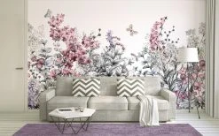 Fototapete DESIGNWALLS - rosa-grau - Blumen - 2,55 Meter -Baumarkt Verkaufsgeschäft 9004627600 03 1600Wx1600H