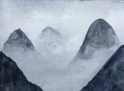 Fototapete DESIGNWALLS - grau-weiß - Berge - 2,55 Meter