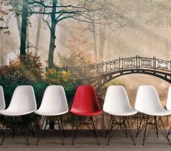 Fototapete DESIGNWALLS - Brücke im Wald - braun-grün - 2,55 Meter -Baumarkt Verkaufsgeschäft 9004634300 03 1600Wx1600H