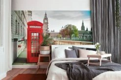 Fototapete DESIGNWALLS - London Telefonzelle - rot-braun - 2,55 Meter -Baumarkt Verkaufsgeschäft 9004634400 03 1600Wx1600H