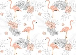Fototapete DESIGNWALLS - weiß-rosa - Pelikan - 2,55 Meter