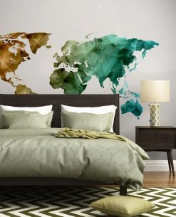 Fototapete DESIGNWALLS - weiß-blau - Weltkarte - 2,55 Meter -Baumarkt Verkaufsgeschäft 9004637100 03 1600Wx1600H