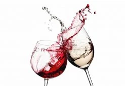 Fototapete DESIGNWALLS 2.0 - rot-weiß - Weingläser - 2,5 Meter