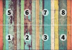 Fototapete DESIGNWALLS 2.0 - bunt-blau - Holzwand - 2,5 Meter -Baumarkt Verkaufsgeschäft 9004641300 03 1600Wx1600H