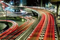 Fototapete DESIGNWALLS 2.0 - rot-grau - Skyline - 2,6 Meter