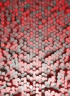 Fototapete DESIGNWALLS 2.0 - rot-grau - 3D-Art - 2,6 Meter