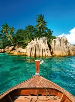 Fototapete DESIGNWALLS 2.0 - blau-braun - Palmen - 2,6 Meter