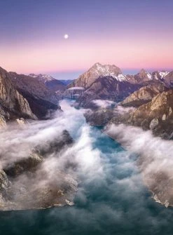 Fototapete DESIGNWALLS 2.0 - braun-blau - Berge - 2,6 Meter