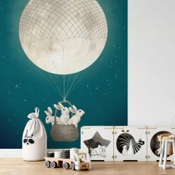 Fototapete DESIGNWALLS 2.0 - blau-weiß - Mond - 2,6 Meter