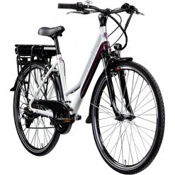 Zündapp Elektro Damen-Trekkingrad Z802 - weiß-lila - 48 cm