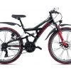KS Cycling Mountainbike FULLY 24'' CRUSHER - schwarz-rot - 36 cm Rahmenhöhe