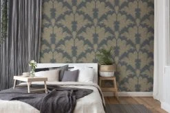 Vliestapete - Palmen - grau-gold - 10 Meter -Baumarkt Verkaufsgeschäft 9005196900 04 1600Wx1600H