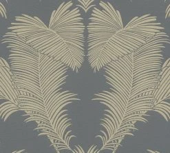 Vliestapete - Palmen - grau-gold - 10 Meter