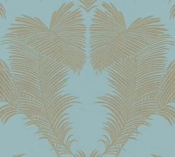 Vliestapete - Palmen - türkis-gold - 10 Meter