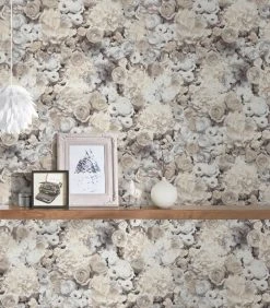 Vliestapete - Blumen - grau-weiß - 10 Meter -Baumarkt Verkaufsgeschäft 9005198500 03 1600Wx1600H