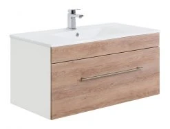 Waschtisch VIVA - Eiche hell - weiß - mit Waschbecken - 100 cm