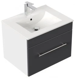 Waschtisch VIVA - anthrazit Seidenglanz-weiß - mit Waschbecken - 61,5 cm
