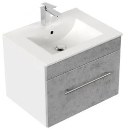 Waschtisch VIVA - Beton-weiß - mit Waschbecken - 61,5 cm