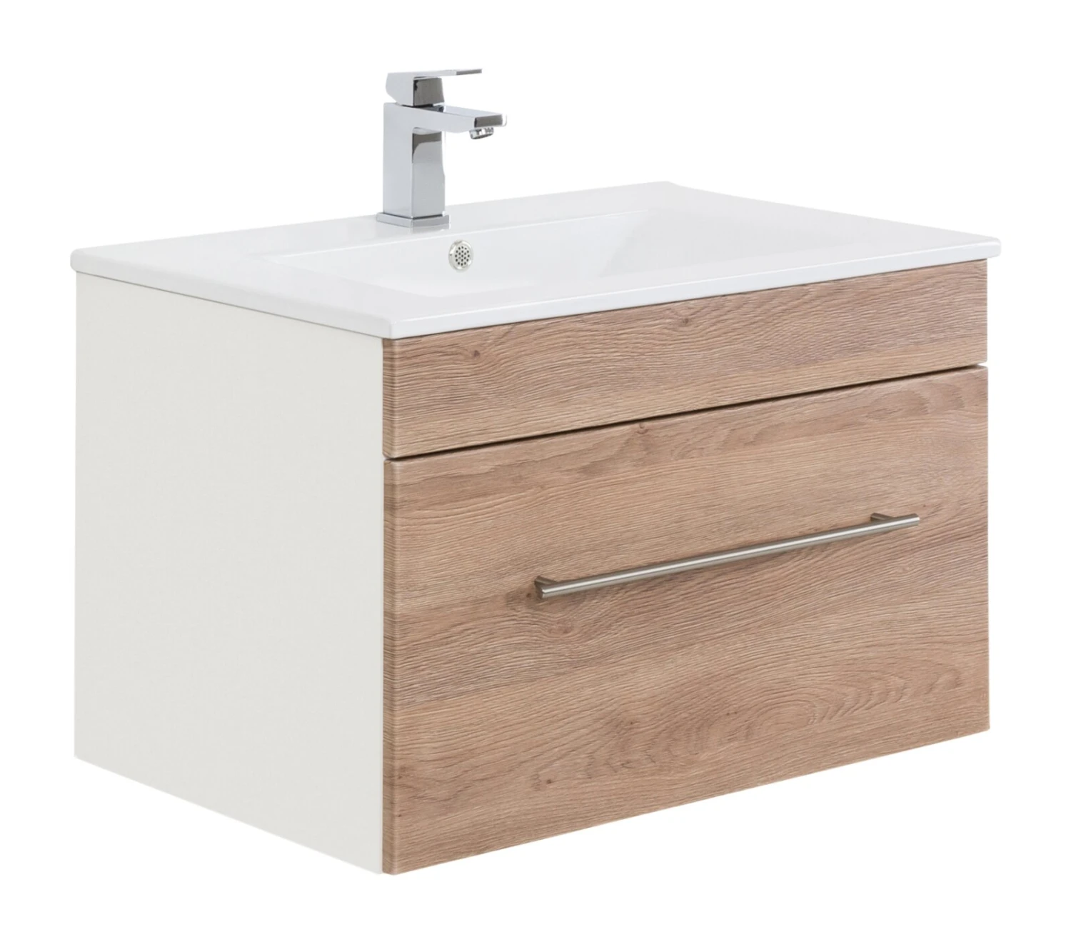 Waschtisch VIVA - Eiche hell - weiß - mit Waschbecken - 75 cm 1 Waschtisch VIVA - Eiche hell - weiß - mit Waschbecken - 75 cm