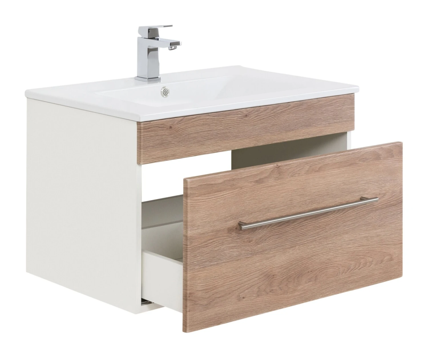 Waschtisch VIVA - Eiche hell - weiß - mit Waschbecken - 75 cm 3 Waschtisch VIVA - Eiche hell - weiß - mit Waschbecken - 75 cm – Bild 3