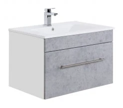 Waschtisch VIVA - Beton - weiß - mit Waschbecken - 75 cm